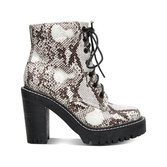 Madden Girl Snakeskin Platform Lace-Up Ankle Boots Size 8 - Picture 2 of 11